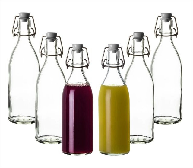 BigDean 6er Set Glasflaschen mit Bügelverschluss, transparent, 500 ml pro Flasche - Bild 1