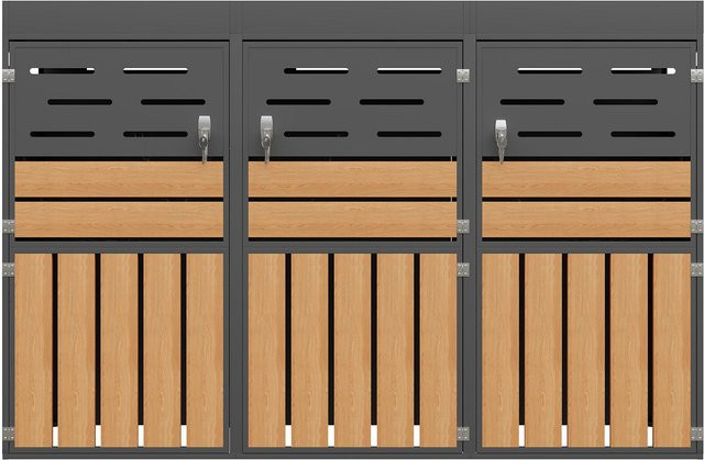 GOMYWAY Home Multifunktionaler Außenschrank aus verzinktem Stahl mit integriertem Pflanzkasten und Jalousien-Lüftung, Grau, B/T/H: 199 x 80 x 128 cm - Bild 1