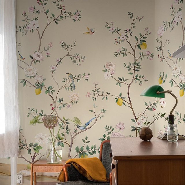 Beibehang 3D Wandtapete mit Blumen und Vögeln in Multicolour für Wohnzimmer, Schlafzimmer und Restaurant - Bild 1