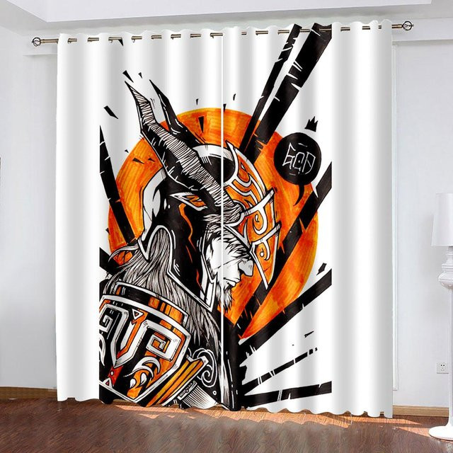 Super Six Vorhang im japanischen Stil mit Comic-Design, halbtransparent, mehrfarbig, B: 100 cm, H: 160 cm - Bild 1
