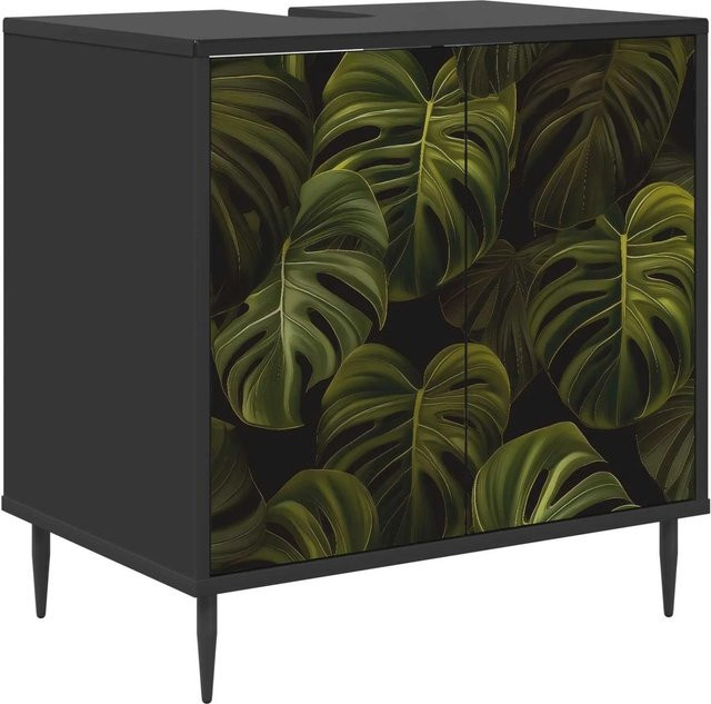 vidaXL Badezimmerschrank ELBURG in Schwarz mit Eichen-Optik, B/T/H: 60 x 40 x 61 cm - Bild 1
