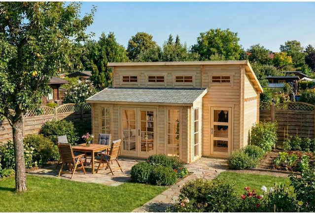 Alpholz Gartenhaus Lausitz Prima Pultdach Unbehandelt B: 590 cm, T: 540 cm - Bild 1