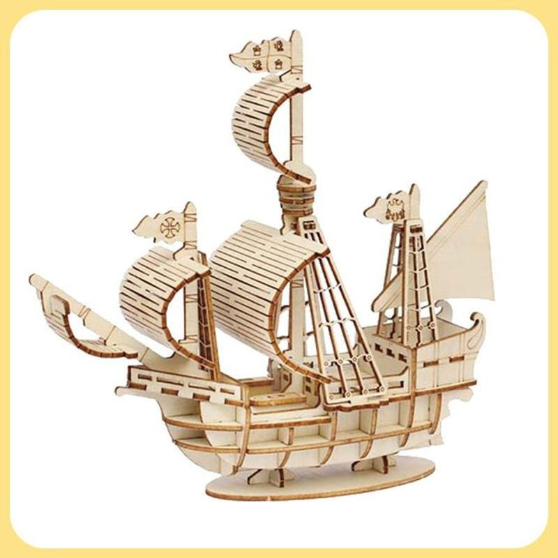 Fashnics 3D Holzpuzzle Segelschiff in Braun als maritimes Modell zum Selberbauen und zur Dekoration - Bild 1