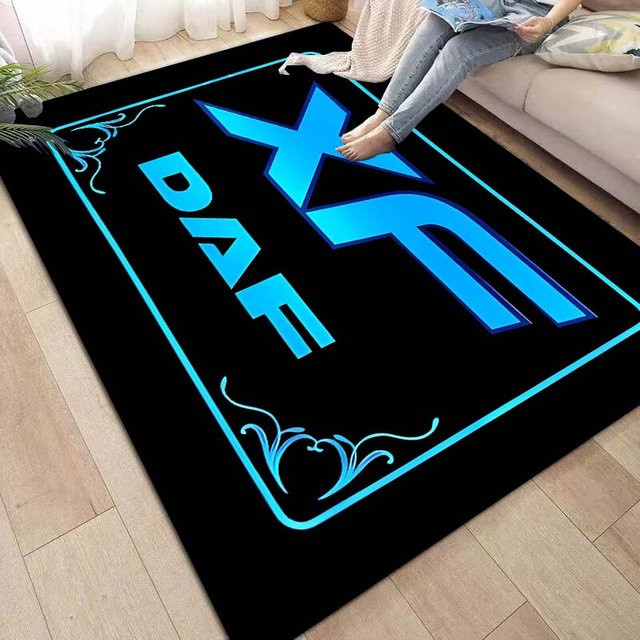Karpetti Teppich mit Oldtimer LKW Logo, blau, B/B: 80 x 120 cm, waschbar - Bild 1