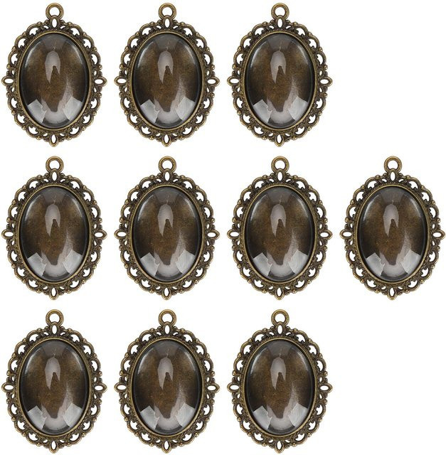 Glas-Patch-Anhänger, ovale Tabletts, Glas-Cabochon, klare Kuppelfliesen, gray - Bild 1