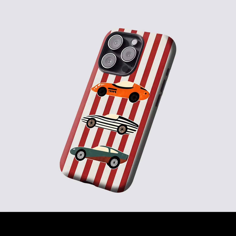 Potdemiel Retro-Auto-Trio Magnetische Handyhülle für iPhone 17 16 15 14 13 Pro Max Plus, Mehrfarbig - Bild 2