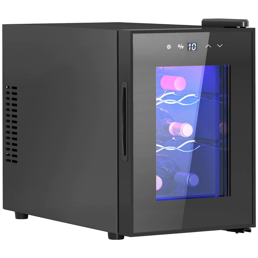 HOMCOM Weinkühler Schwarz mit LED-Innenbeleuchtung, Touchdisplay und Temperaturregelung 8-18°C, Fassungsvermögen 17 l - Bild 2