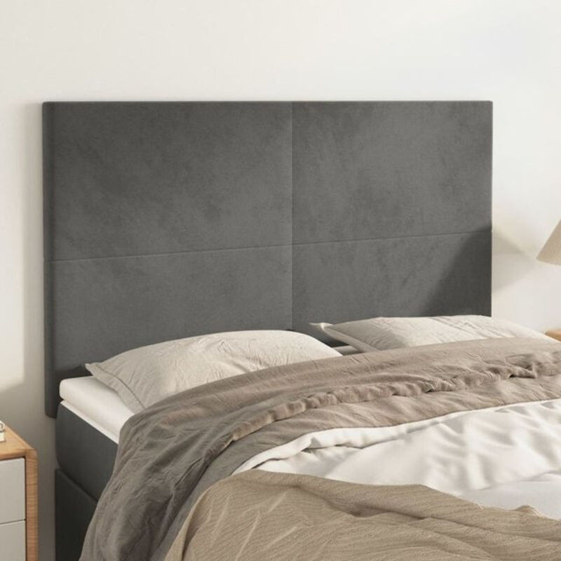 Vidaxl Set aus 4 Kopfteilen in Anthrazit und Grau aus Samt, Modernes Design, H x B x T: 78 bis 88 x 72 x 5 cm - Bild 1