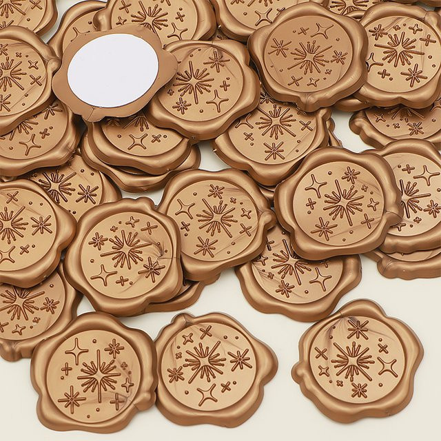 25 selbstklebende Wachsaufkleber in Stern-Form, antikes Gold, ideale Siegel für Hochzeitseinladungen und Umschläge - Bild 1