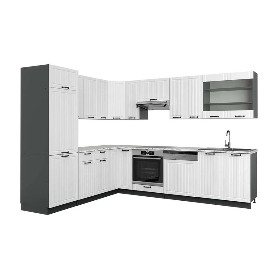 Vicco Fame-Line Eckküche im Landhausstil in Weiß und Anthrazit mit Marmor-Optik, B/T/H: 227 x 287 x 82 cm - Bild 2