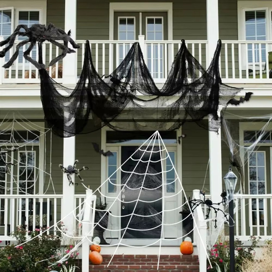 AFYPRTY Halloween Grusel-Gazetuch in Schwarz zur Wanddekoration für Fenster, Tisch oder Tür, Breite: 76 cm, Höhe: 183 cm - Bild 6