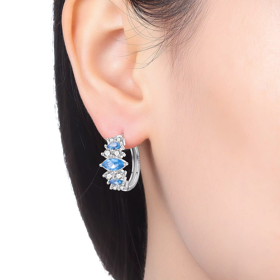 MISEFF Ohrringe, 925 Silber, Zirkonia, Blau Lila, Damen - Bild 2