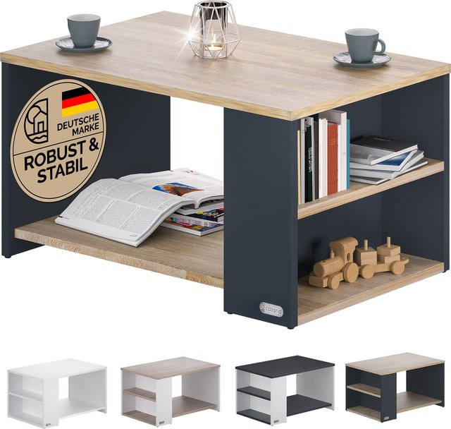 Couchtisch Santa Cruz von CASARIA in Holz und Grau, rechteckig, B/T/H: 90 x 60 x 50 cm - Bild 1