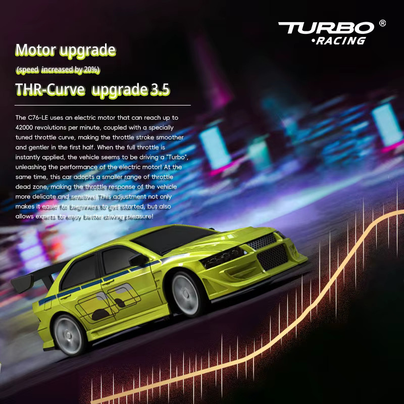Turbo Racing C76 Flachbahn-Rennwagen, ferngesteuertes Modellauto, 1:76 - Bild 4