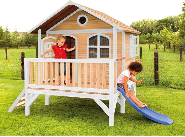 AXI Spielhaus Stef aus Holz mit Rutsche, Braun/Weiß/Multicolor, B/T/H: 349 x 212 x 233 cm - Bild 1