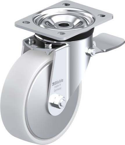 Blickle Lenkrolle LK-PO 160K-ST-FA mit Feststeller in Grau und Weiß, Rad-Durchmesser: 16 cm, Tragfähigkeit: 450 kg - Bild 1