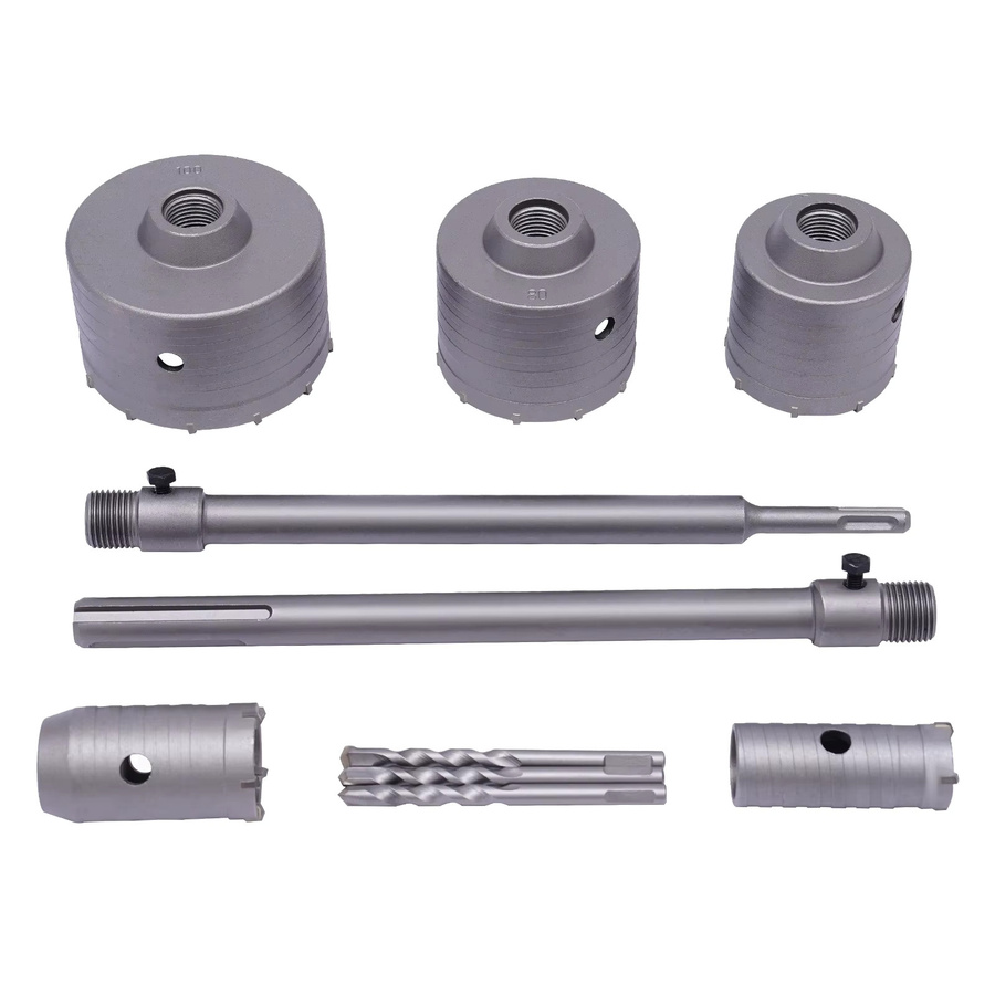 9-teiliges Diamant-Bohrerset Bymaocar in Silber für Beton, Zement und Ziegel mit Durchmessern von 30 mm, 40 mm, 68 mm, 80 mm und 100 mm - Bild 4