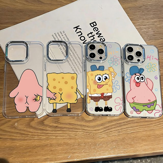 Transparente Handyhülle mit Cartoon S-SpongeBob Design für iPhone 11 bis iPhone 17 Pro Max von Bandai - Bild 1