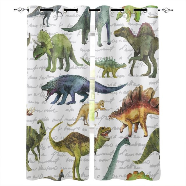 Niedlicher Dinosaurier Fenster Vorhang für Kinder und Wohnzimmer, Super Six, Mehrfarbig, B: 135 cm, H: 60 cm - Bild 1