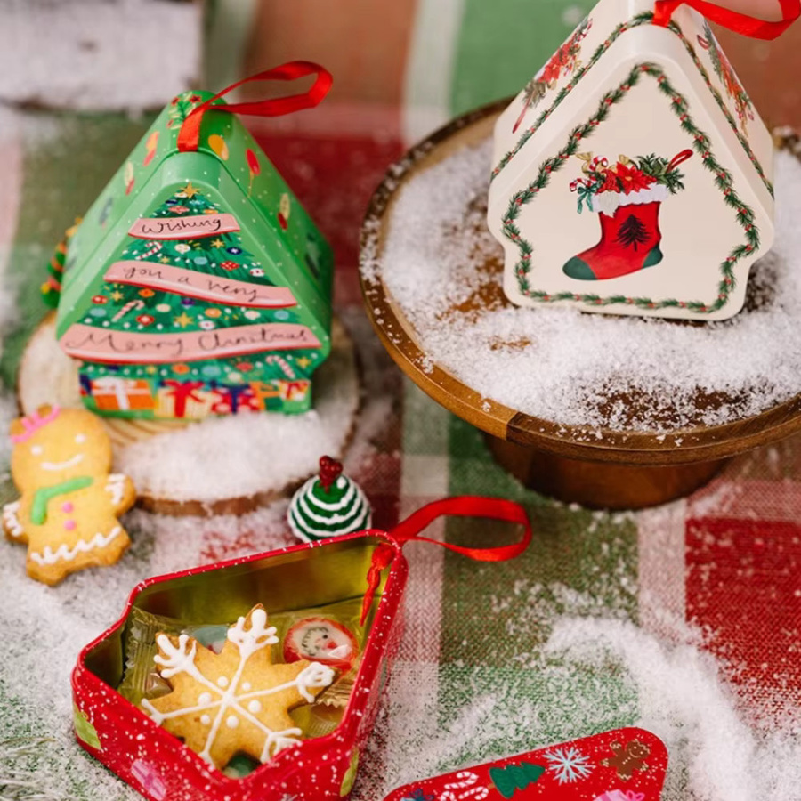 WakaParty Weihnachts-Süßigkeitenbox aus Zinn in Baumform als hängendes Ornament für deine Weihnachtsdekoration - Bild 5
