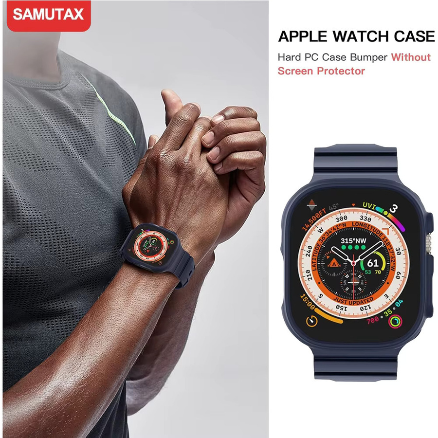 SAMUTAX Hülle für Apple Watch Ultra 2, 49 mm, Silikon, Silber, Unisex - Bild 6