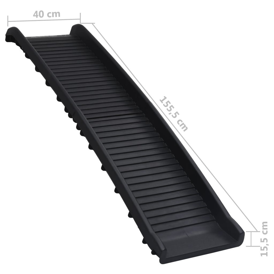 Vidaxl Faltbare Hunderapmpe in Schwarz, L x B x H: 155,5 x 40 x 15,5 cm - Bild 3