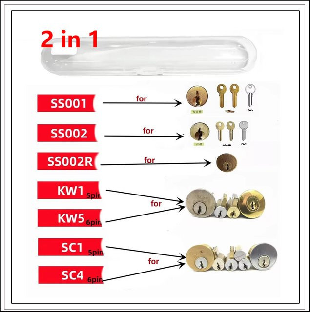 Lishi 2-in-1 Schlosserwerkzeug für Tür- und Zivilschlösser SS001 SS002 SS002R Pro R52 KW1 KW5 SC1 SC4 SC20 M1/MS2 AM5 R52L - Bild 1