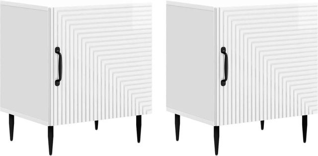 vidaXL Nachttisch Set 2 Stück in Hochglanz Weiß aus Holzwerkstoff, B/T/H: 43 x 34,5 x 50 cm - Bild 1
