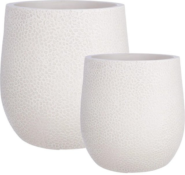 Gilde 2er Set Pflanzgefäß Pardo aus Keramik in Creme/Beige, Höhe: 44 cm, Durchmesser: 44 cm - Bild 1