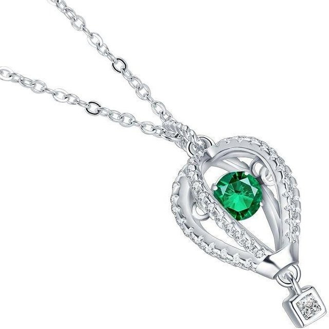 Halskette 925 Silber, Smaragd, Damen - Bild 1