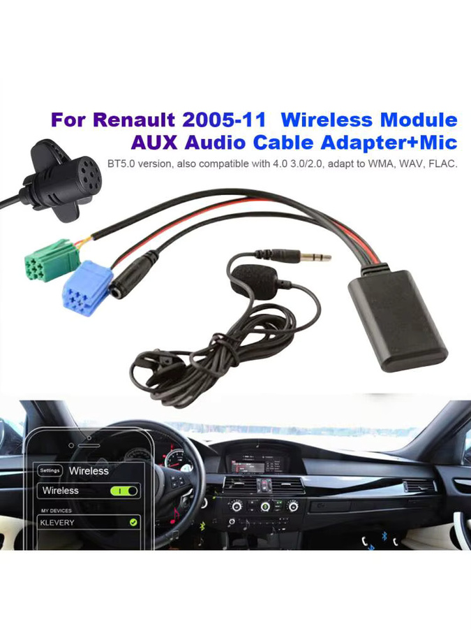 VODOOL Bluetooth Audio Adapter für Renault Laguna mit AUX IN und 3,5 mm Jack, Schwarz - Bild 5