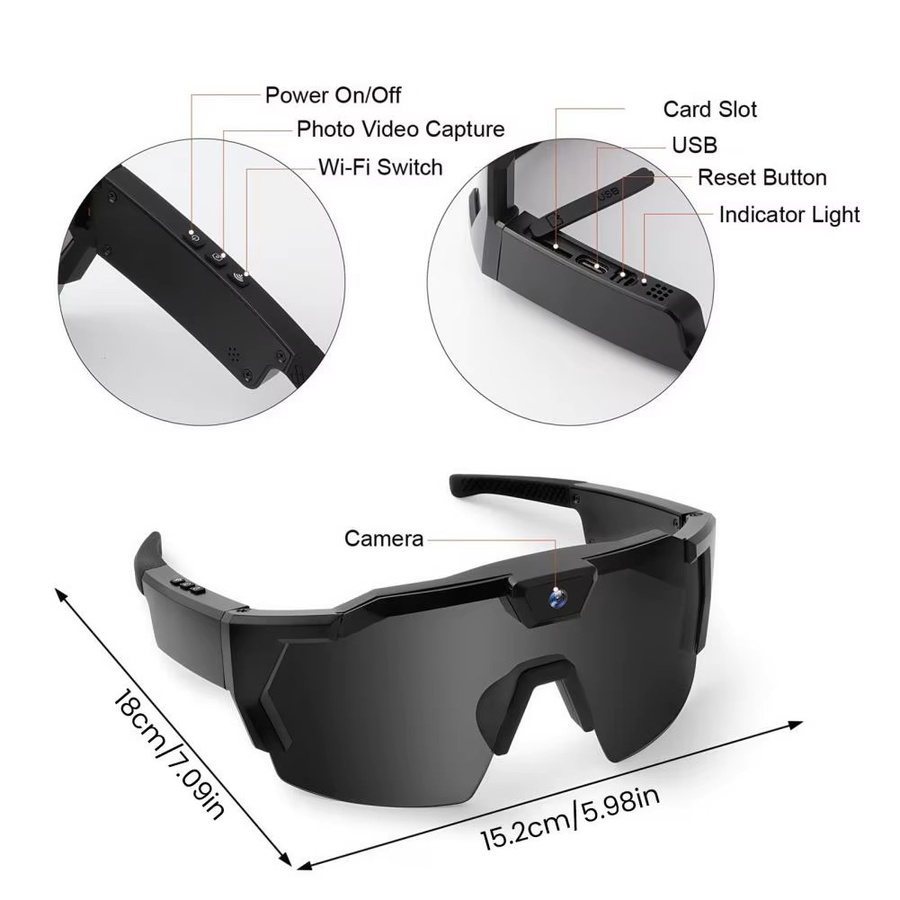BLUELANS 4K POV-Brille intelligente Baseball-Sonnenbrille mit Kamera für Fotos und Videos - Bild 4