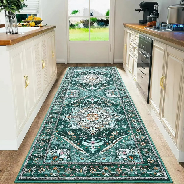 VIKAMA Vintage Bohemian Teppich in Nature, schmutzabweisend und rutschfest, B/T: 120 x 40 cm - Bild 1