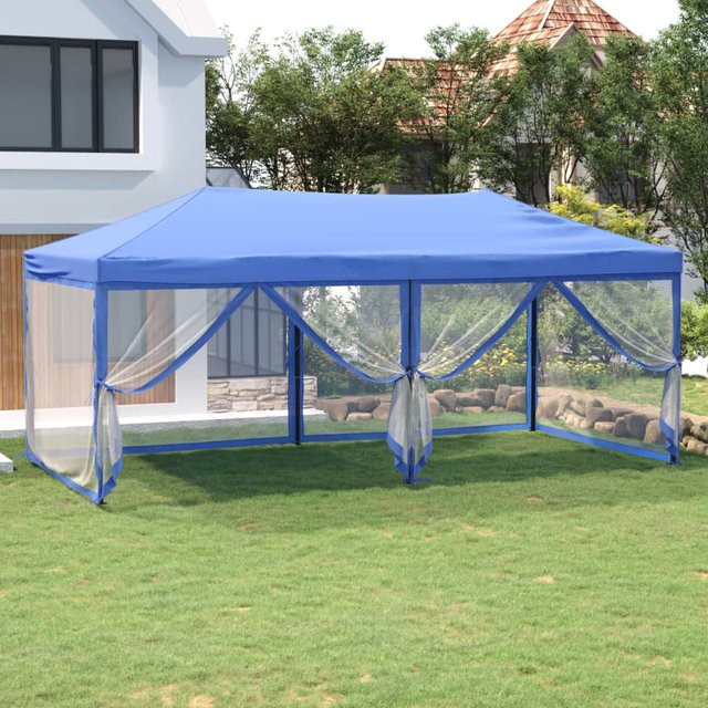 Vidaxl Faltbares Partyzelt mit Wänden, Blau, B: 6 m, T: 3 m - Bild 1