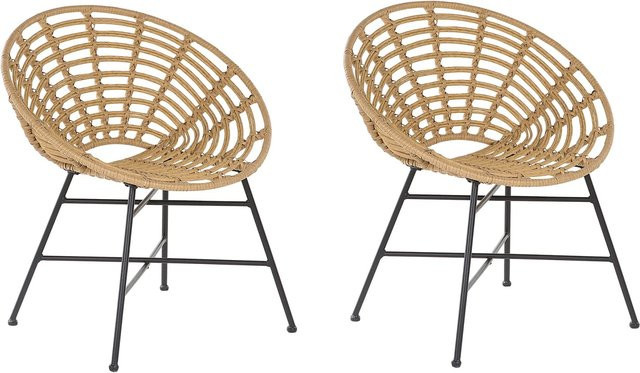 Beliani Gartenstuhl im Boho-Stil aus PE-Rattan und Stahl in Beige, B/T/H: 48 x 71 x 80 cm - Bild 1