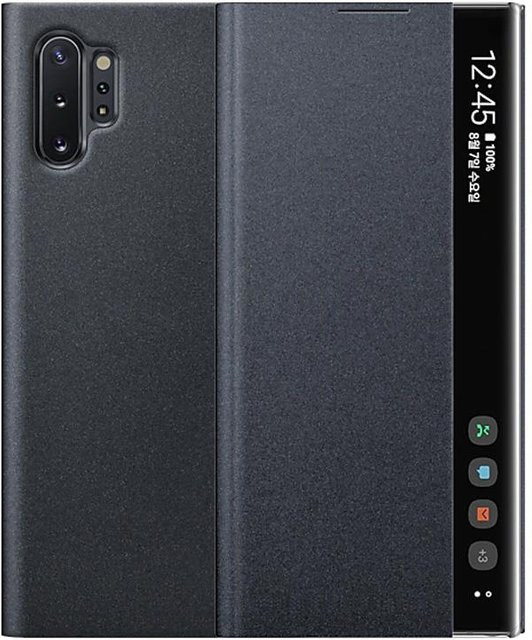 Smart View Flip Cover Schutzhülle für Samsung Galaxy Note 10 Plus in Schwarz - Bild 1