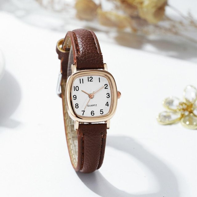 Armbanduhr Quarz, Leder, Grau, Damen - Bild 1