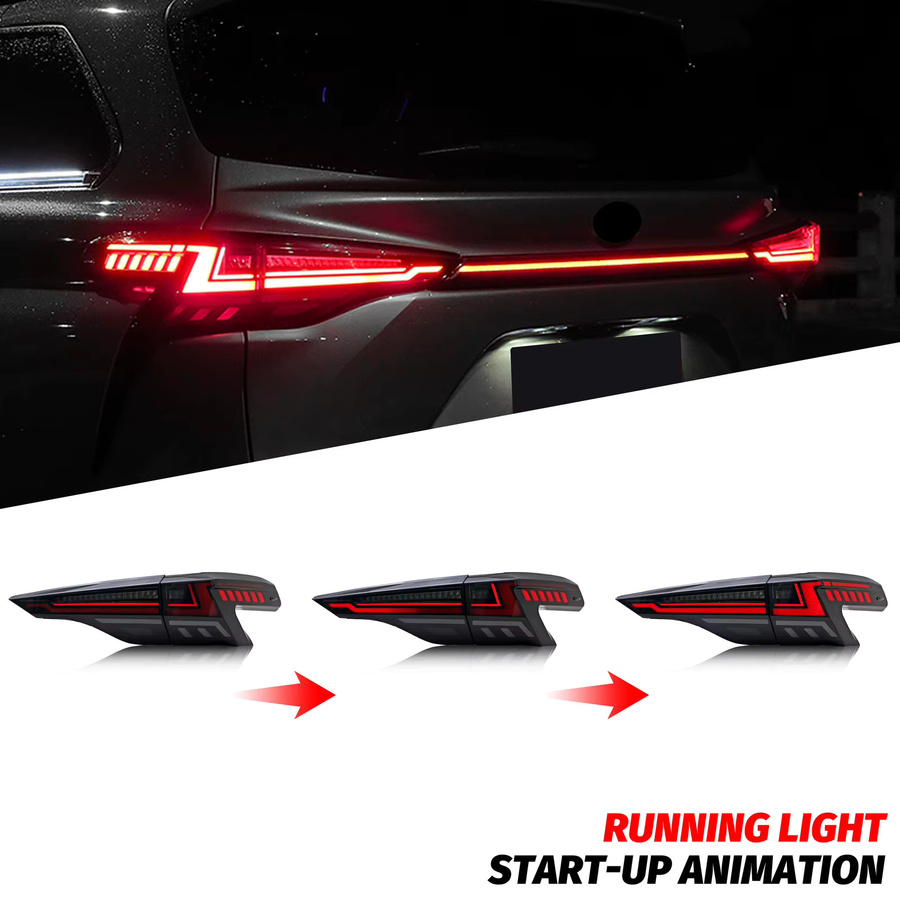 LED-Rückleuchten für Toyota Sienna 2020-2026 mit sequenziellem Blinker und getönter Heckklappenleuchte in Schwarz - Bild 3
