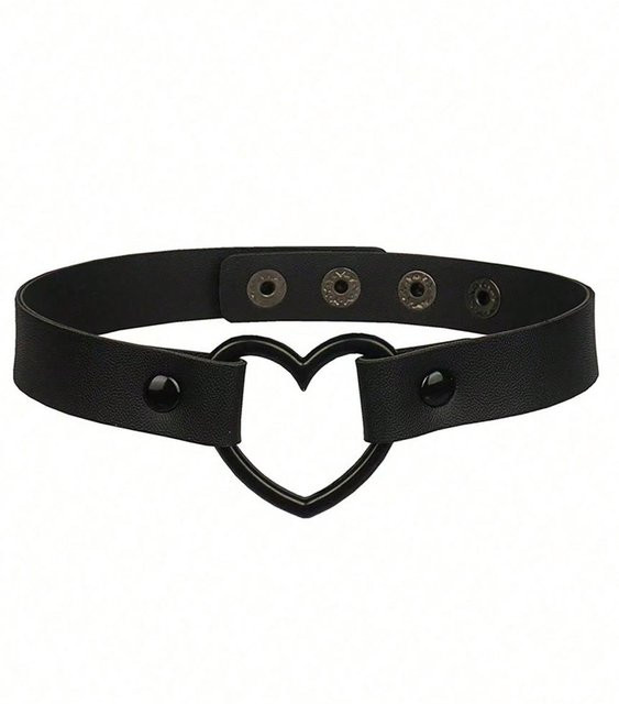 YIRAN Halskette, Leder, Stachelstern Herz, Schwarz, Unisex - Bild 1