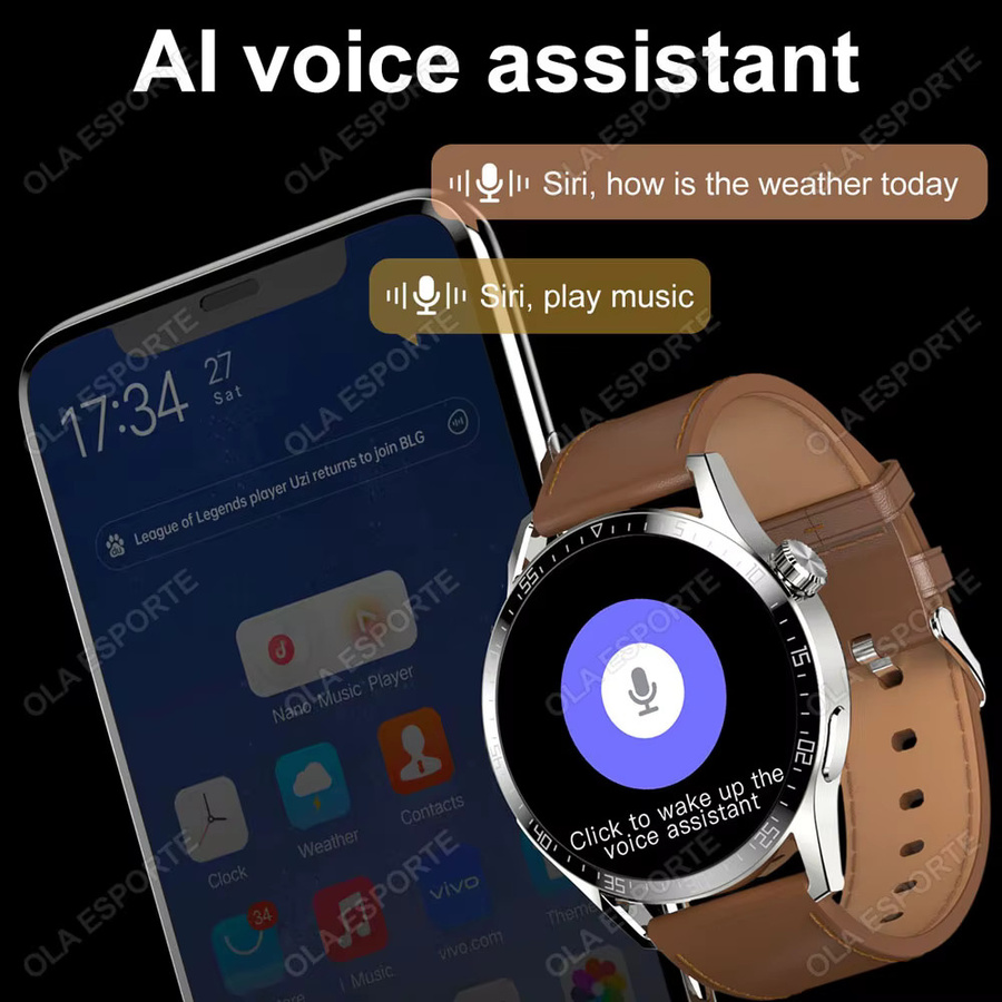 Ola Esporte Smartwatch, Herren, Schwarz, 1,36'', GPS, NFC, Wasserdicht - Bild 2