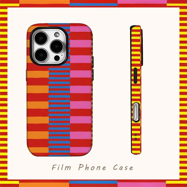 Bunte Streifen Kunst Handyhülle von Potdemiel für iPhone Modelle mit doppelschichtiger Rückseite in Multicolour - Bild 1