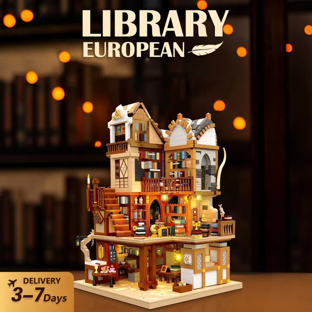 barweer Mittelalterliches Europäisches Bibliotheks-Bausteinset, Architektur, 3.294 Teile - Bild 1