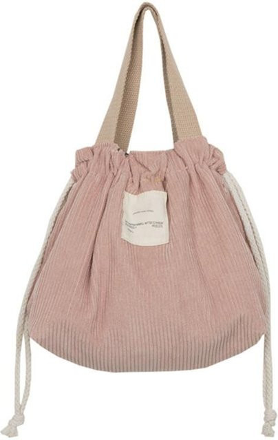 Lunchtasche aus Cord-Canvas mit Kordelzug in Grau - Bild 1