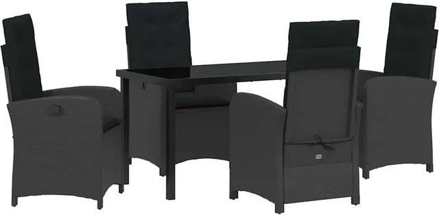 vidaXL Garten Essgruppe 5-teilig aus Poly-Rattan und Glas in Schwarz - Bild 1