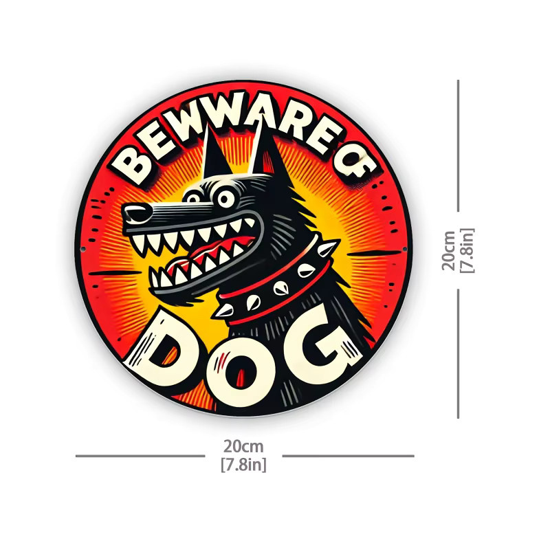 Rundes Metallblechschild Potdemiel Beware of Bad Dogs Vintage Wanddeko Multicolor Durchmesser: 20 cm - Bild 2