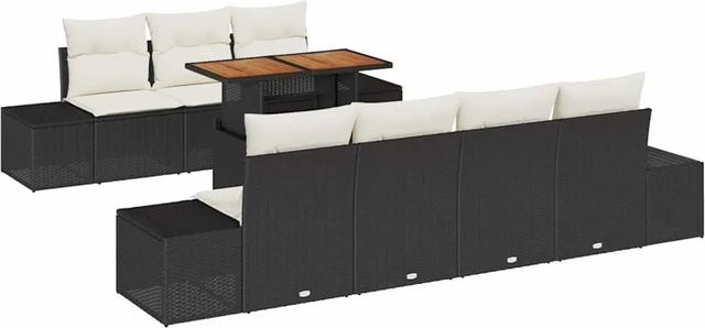 vidaXL 8-tlg. Garten-Sofa-Set in Schwarz aus Poly-Rattan mit integriertem Stauraum und Polsterkissen - Bild 1