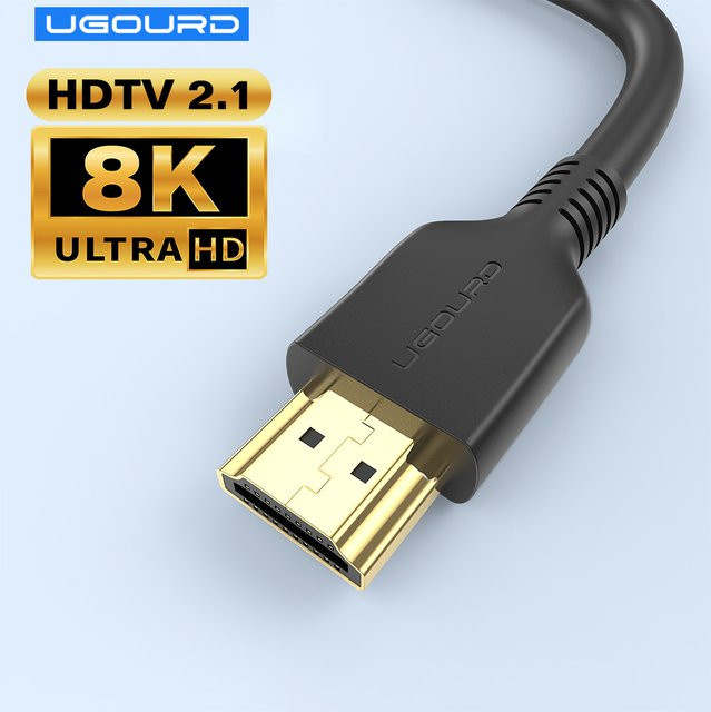 UGOURD HDMI 2.1 Kabel in Schwarz für 8K und 4K High-Definition-Video mit 48Gbps, HDR und eARC, kompatibel mit PS5 und TV-Boxen - Bild 1
