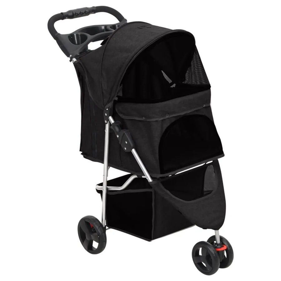 vidaXL Hundewagen faltbar Schwarz aus Oxford-Gewebe und Stahl B/T/H: 80 x 46 x 98 cm - Bild 2