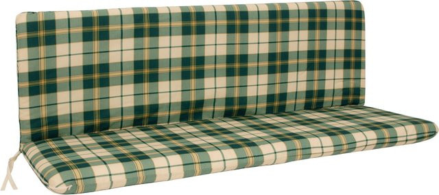 DEGAMO Auflage BOSTON für 3-Sitzer Bank, grün/beige kariert, B/B: 138 x 138 cm - Bild 1