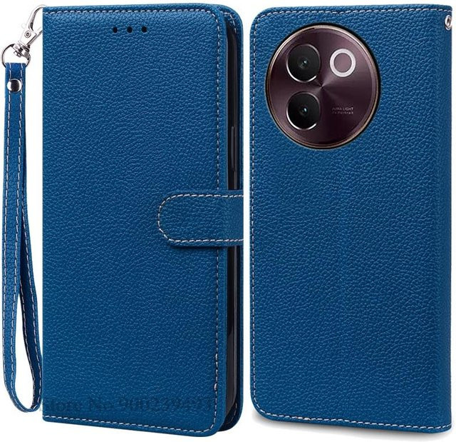 Vivo V40 Lite 5G Brieftasche Flip Hülle aus Leder in Blau - Bild 1